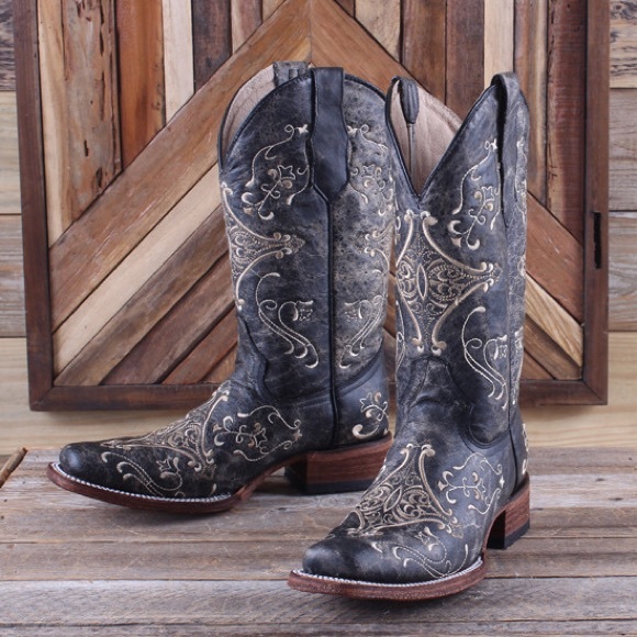 New Circle G Brown Crackle Embroidery Cowgirl Boot - Picture 5 of 7